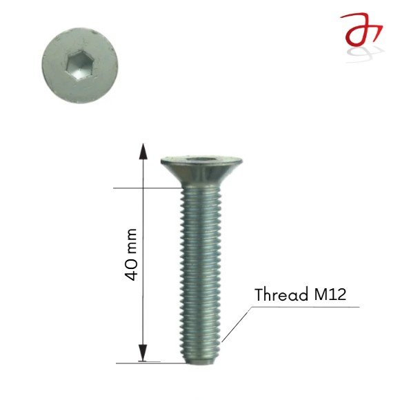 DIN 7991 Socket Countersunk Head Cap Screw M12x40 Steel Zinc-Plated 8.8