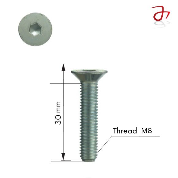 DIN 7991 Socket Countersunk Head Cap Screw M8x30 Steel Zinc-Plated 8.8