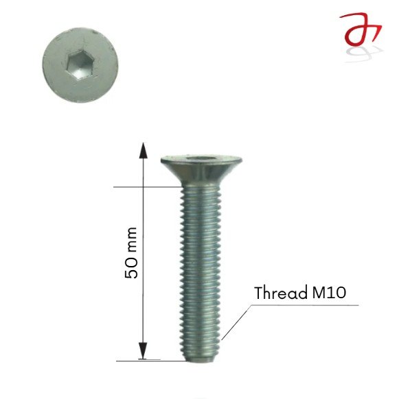 DIN 7991 Socket Countersunk Head Cap Screw M10x50 Steel Zinc-Plated 8.8