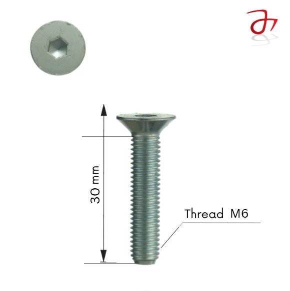 DIN 7991 Socket Countersunk Head Cap Screw M6x30 Steel Zinc-Plated 8.8