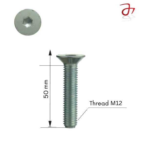DIN 7991 Socket Countersunk Head Cap Screw M12x50 Steel Zinc-Plated 8.8
