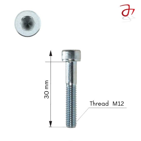 DIN 912 Socket Head Bolt M12x30 Steel Zinc-Plated 8.8